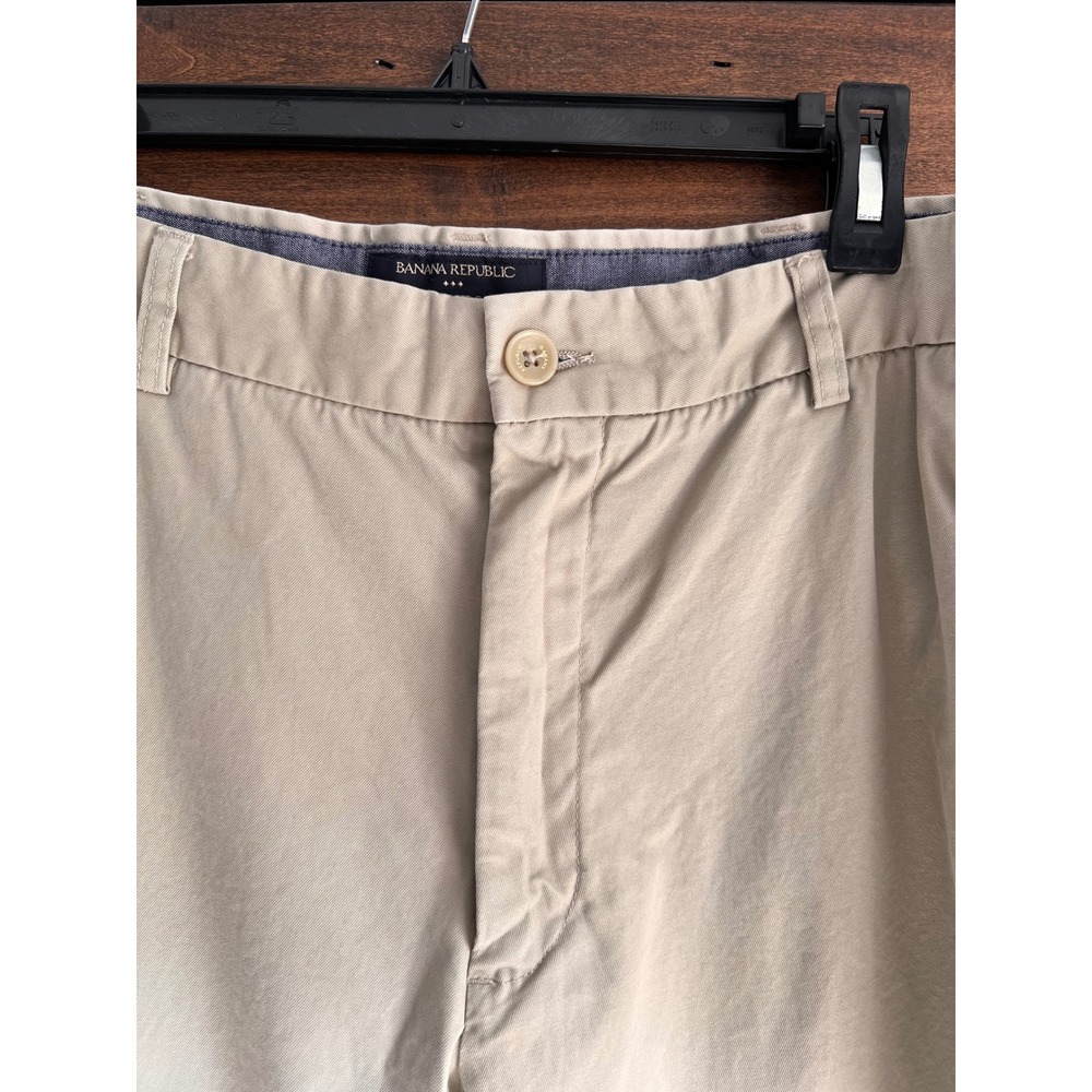Banana Republic Gavin Straight Fit Chinos Mens 38x32 Khaki Tan 100% Cotton Pants - Picture 2 of 15